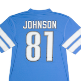 NFL Detroit Lions #81 Johnson Mens Jersey Blue USA V-Neck L