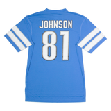 NFL Detroit Lions #81 Johnson Mens Jersey Blue USA V-Neck L
