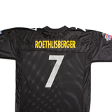 REEBOK Pittsburgh Steelers Home #7 Roethlisberger Super Bowl XIL Mens Jersey Black USA Nylon XL