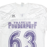 RUSSELL ATHLETIC Franklin Powderpuff Juniors #63 Cropped Mens Jersey White USA Nylon M