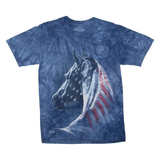 THE MOUNTAIN Horse Mens T-Shirt Blue USA S