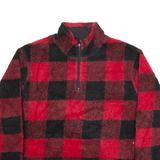 WRANGLER Mens Patterned Jumper Red Check 1/4 Zip Tight Knit L