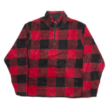 WRANGLER Mens Patterned Jumper Red Check 1/4 Zip Tight Knit L