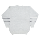 HAODELI Mens Patterned Jumper Grey Striped V-Neck Tight Knit L