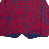 HASTING & SMITH Womens Patterned Cardigan Red Check Button Neck Tight Knit M