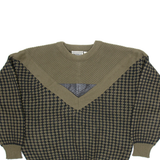 GABRIELLE Mens Patterned Jumper Green Geometric Tight Knit M