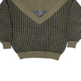 GABRIELLE Mens Patterned Jumper Green Geometric Tight Knit M