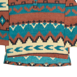 NO EXCUSE Mens Patterned Fleece Brown Geometric Button Neck Tight Knit M