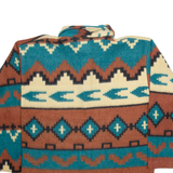 NO EXCUSE Mens Patterned Fleece Brown Geometric Button Neck Tight Knit M