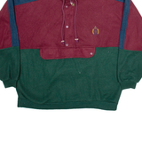 BUGLE BOY COMPANY Mens Patterned Jumper Maroon Colourblock 1/2 Zip Tight Knit L