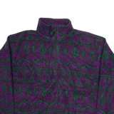 ROUGH DRESS Womens Patterned Fleece Purple Geometric 1/2 Zip Tight Knit L