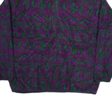 ROUGH DRESS Womens Patterned Fleece Purple Geometric 1/2 Zip Tight Knit L