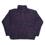 ROUGH DRESS Womens Patterned Fleece Purple Geometric 1/2 Zip Tight Knit L