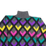 MISTER NOAH Womens Jumper Grey Argyle Tight Knit S