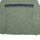 CHAPS Mens Jumper Green 1/4 Zip Tight Knit XL