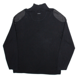 CALVIN KLEIN Slim Fit Mens Jumper Black 1/2 Zip Tight Knit XL