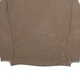 CHAMPION Mens Jumper Brown V-Neck Tight Knit L