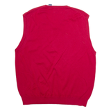 CHAPS Mens Jumper Red V-Neck Tight Knit Sleeveless XL