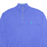 POLO RALPH LAUREN Mens Jumper Blue 1/4 Zip Tight Knit L