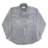 VIZENZIO Mens Denim Shirt Grey 90s Long Sleeve XL
