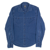 ARMANI EXCHANGE Casual Fitted Mens Plain Shirt Blue Long Sleeve S