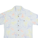 ISLAND REPUBLIC Mens Hawaiian Shirt Blue Silk 90s Floral M