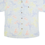 ISLAND REPUBLIC Mens Hawaiian Shirt Blue Silk 90s Floral M