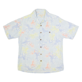 ISLAND REPUBLIC Mens Hawaiian Shirt Blue Silk 90s Floral M
