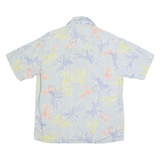 ISLAND REPUBLIC Mens Hawaiian Shirt Blue Silk 90s Floral M