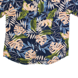 UP HAWAII Mens Hawaiian Shirt Blue 90s Crazy Pattern L