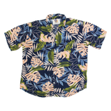 UP HAWAII Mens Hawaiian Shirt Blue 90s Crazy Pattern L