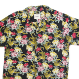 REBEL Mens Hawaiian Shirt Black Floral S