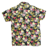 REBEL Mens Hawaiian Shirt Black Floral S
