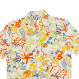 Ocean Womens Shirt Cream 90s Crazy Pattern S