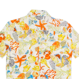 Ocean Womens Shirt Cream 90s Crazy Pattern S