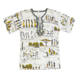 Tribal Tunic Womens Shirt Cream 90s Crazy Pattern L