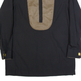 KEZEM Tunic Mens Plain Shirt Black Long Sleeve M