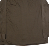 Mens Plain Shirt Brown 90s Long Sleeve L