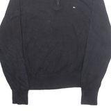 TOMMY HILFIGER Mens Jumper Blue 1/4 Zip Tight Knit S