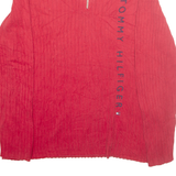 TOMMY HILFIGER Womens Jumper Red 1/4 Zip Tight Knit M