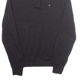 TOMMY HILFIGER Mens Jumper Black 1/4 Zip Tight Knit M