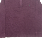 POLO RALPH LAUREN Mens Jumper Purple 1/4 Zip Tight Knit M
