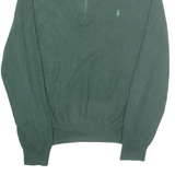 POLO RALPH LAUREN Mens Jumper Green 1/4 Zip Tight Knit XL