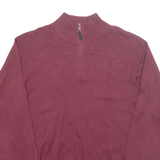 NAUTICA Mens Jumper Maroon 1/4 Zip Tight Knit M