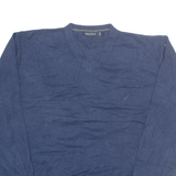 NAUTICA Mens Jumper Blue V-Neck Tight Knit L