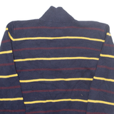 POLO RALPH LAUREN Mens Patterned Jumper Blue Striped Button Neck Tight Knit M