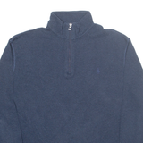 POLO RALPH LAUREN Mens Jumper Blue 1/4 Zip Tight Knit L
