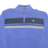 CHAPS Mens Jumper Blue 1/4 Zip Tight Knit 2XL