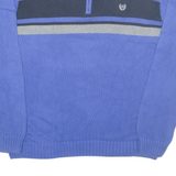 CHAPS Mens Jumper Blue 1/4 Zip Tight Knit 2XL