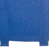 TOMMY HILFIGER Mens Jumper Blue V-Neck Tight Knit L